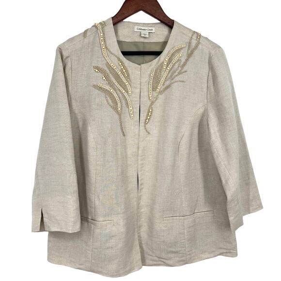 Coldwater Creek Tops - Coldwater Creek LINEN BLEND Womens Plus Size 16 Blazer Jacket Blouse Shirt Top